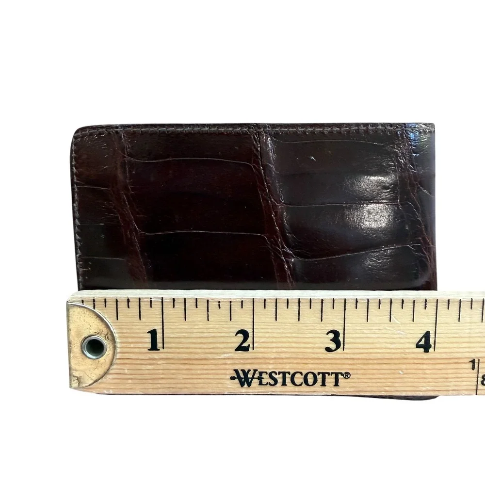 Tex Tan Mens Real Alligator Leather Bifold Wallet Brown Exotic Hideaway Pocket